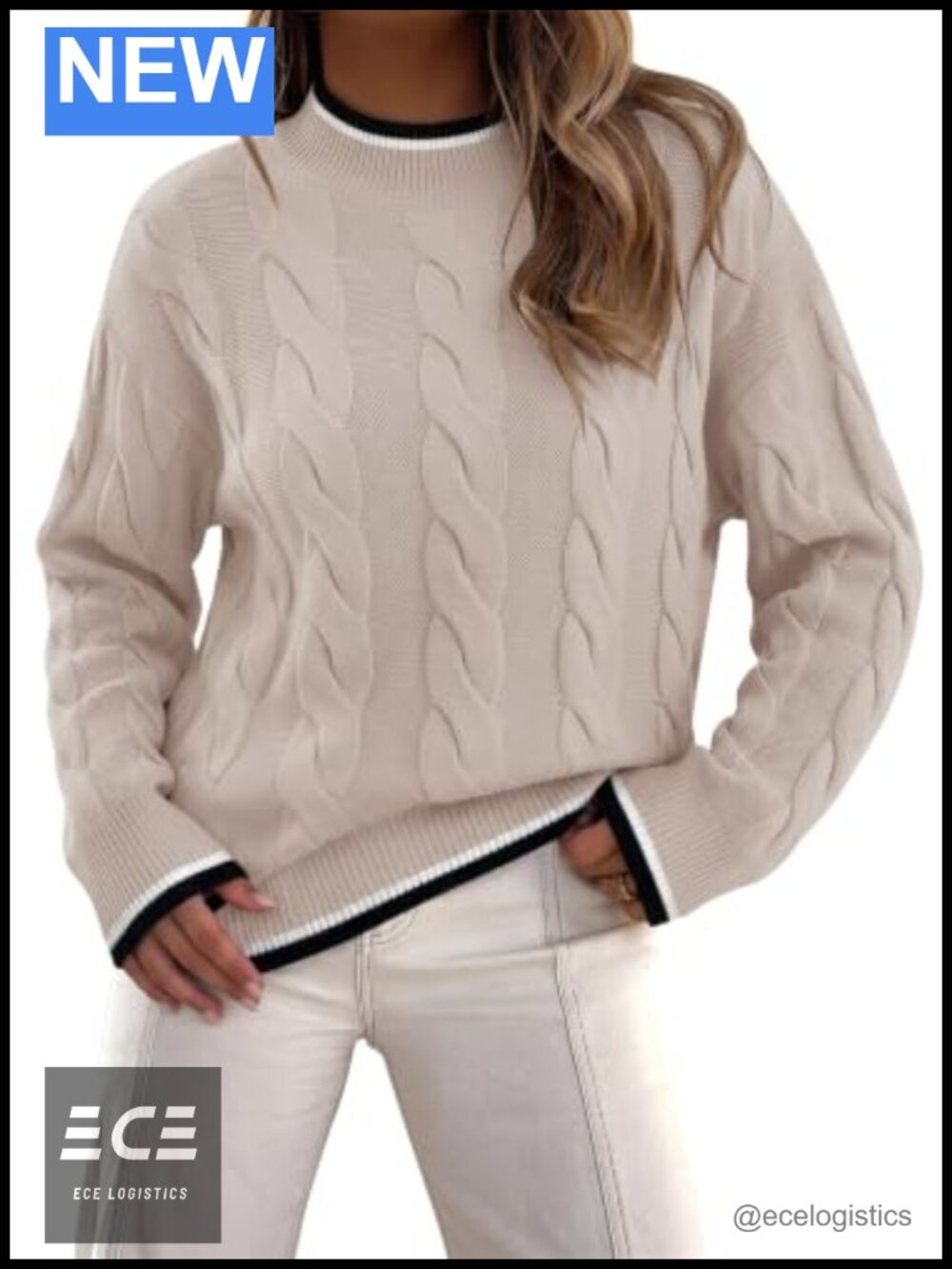Women's Chunky Mock Neck Pullover Sweater Loose Fit Fall Winter Knit Top